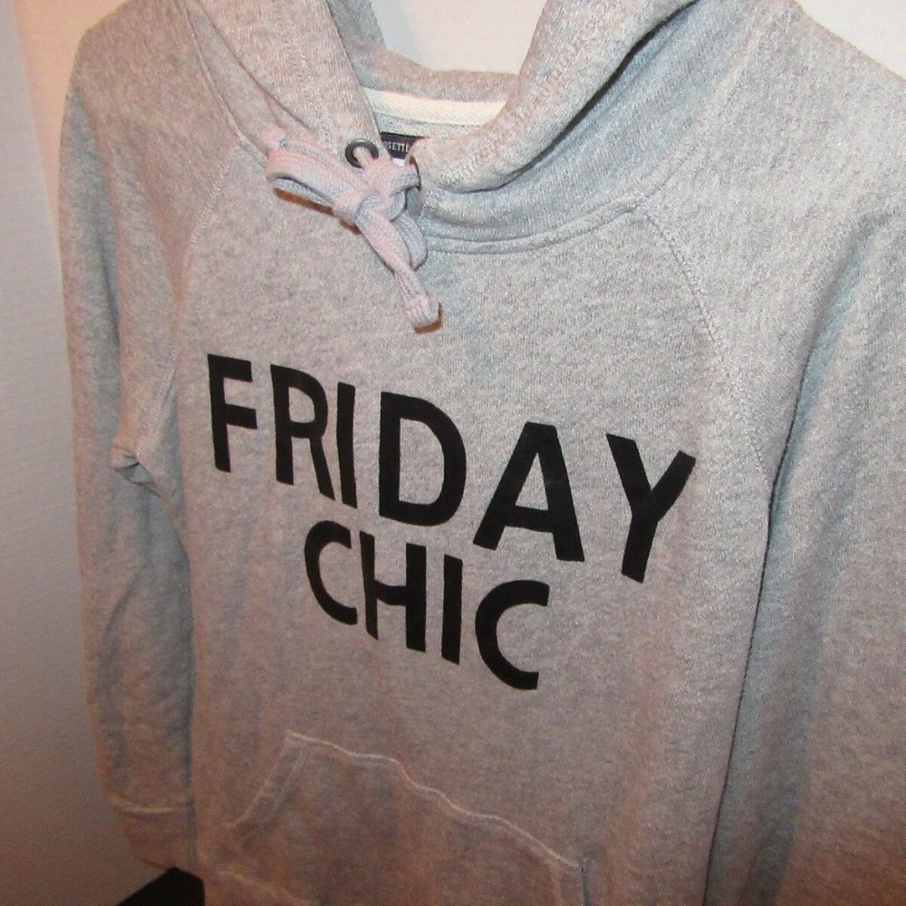 Friday Chic Gray Terry Sweatshirt Hoodie L